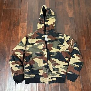 Walls Blizzard Pruf Jacket Youth L Camo Canvas Hooded Insulated Hunting Outdoor